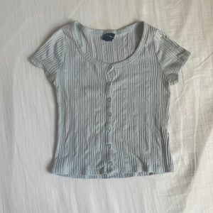 Art Class Light Blue Button Top